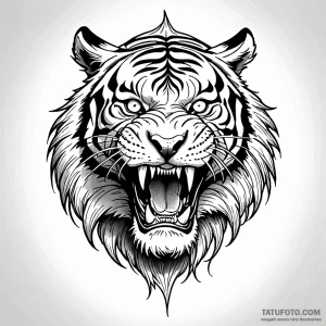 Saber-toothed tiger, artistic tattoo sketch,… — эскиз тату (№1748941198_1, 03.06.2025 08:59) — Tatufoto.com