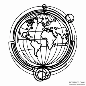 Globe, tattoo drawing outline, bold outlines,… — эскиз тату (№1748942843_1, 03.06.2025 09:27) — Tatufoto.com