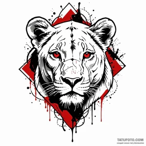 Lioness, artistic tattoo sketch, on a clean w… — эскиз тату (№1748944214_0, 03.06.2025 09:50) — Tatufoto.com