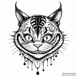 Cheshire cat, tattoo sketch design, minimalis… — эскиз тату (№1748945127_1, 03.06.2025 10:05) — Tatufoto.com
