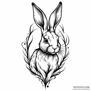 Rabbit, ink illustration for tattoo, minimali… — эскиз тату (№1748947322_0, 03.06.2025 10:42) — Tatufoto.com