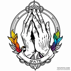 Praying hands, concept art for tattoo, fine l… — эскиз тату (№1748947688_0, 03.06.2025 10:48) — Tatufoto.com