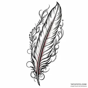 Feather, artistic tattoo sketch, highly detai… — эскиз тату (№1748949310_1, 03.06.2025 11:15) — Tatufoto.com