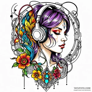 Music player, tattoo drawing outline, profess… — эскиз тату (№1748949950_0, 03.06.2025 11:25) — Tatufoto.com