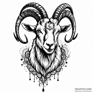 Goat, ink illustration for tattoo, on a clean… — эскиз тату (№1748952236_1, 03.06.2025 12:03) — Tatufoto.com