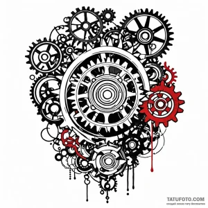 Gears, tattoo line art, on a clean white pape… — эскиз тату (№1748955451_1, 03.06.2025 12:57) — Tatufoto.com