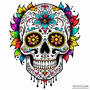 Sugar skull, tattoo drawing outline, on a cle… — эскиз тату (№1748957261_0, 03.06.2025 13:27) — Tatufoto.com
