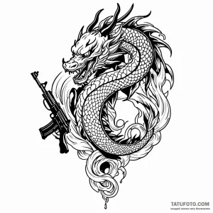 Ak-47 machine gun, ink illustration for tatto… — эскиз тату (№1748958424_0, 03.06.2025 13:47) — Tatufoto.com