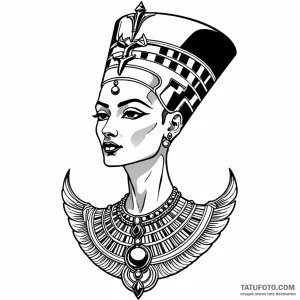 Nefertiti, tattoo line art, moderately detail… — эскиз тату (№1748960527_0, 03.06.2025 14:22) — Tatufoto.com
