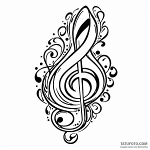 Treble clef, concept art for tattoo, on a cle… — эскиз тату (№1748961990_0, 03.06.2025 14:46) — Tatufoto.com