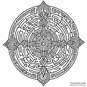 Labyrinth, concept art for tattoo, linework t… — эскиз тату (№1748963148_0, 03.06.2025 15:05) — Tatufoto.com