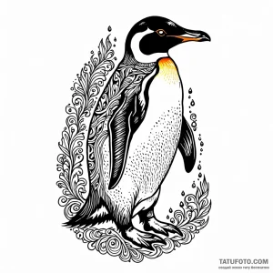 Penguin, artistic tattoo sketch, on a clean w… — эскиз тату (№1748965526_0, 03.06.2025 15:45) — Tatufoto.com