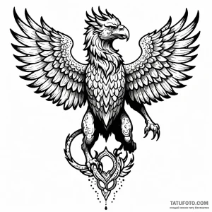 Griffin, ink illustration for tattoo, minimal… — эскиз тату (№1748967587_0, 03.06.2025 16:19) — Tatufoto.com