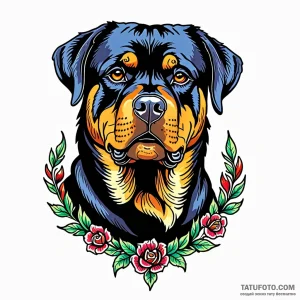 Rottweiler, concept art for tattoo, fine line… — эскиз тату (№1748971883_0, 03.06.2025 17:31) — Tatufoto.com