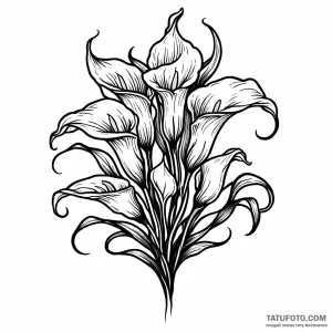 Calla lilies, tattoo drawing outline, fine li… — эскиз тату (№1748982303_0, 03.06.2025 20:25) — Tatufoto.com