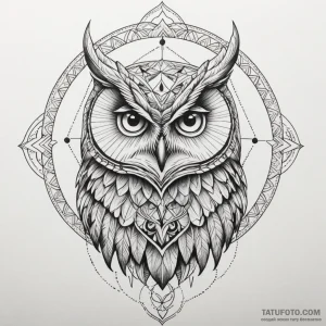 Owl, artistic tattoo sketch, geometric tattoo… — эскиз тату (№1748988039_1, 03.06.2025 22:00) — Tatufoto.com