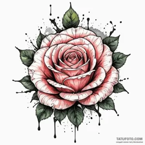 Rose, ink illustration for tattoo, watercolor… — эскиз тату (№1748990860_0, 03.06.2025 22:47) — Tatufoto.com