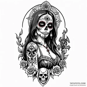 Santa muerte — эскиз тату (№1749001053_1, 04.06.2025 01:37) — Tatufoto.com