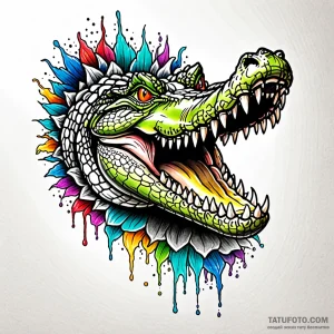 Crocodile, tattoo flash sheet design, vibrant… — эскиз тату (№1749002583_1, 04.06.2025 02:03) — Tatufoto.com