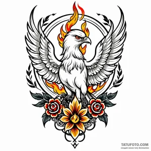 Firebird, tattoo flash sheet design, on a cle… — эскиз тату (№1749007394_1, 04.06.2025 03:23) — Tatufoto.com