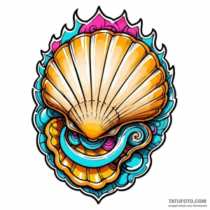 Shell, concept art for tattoo, on a clean whi… — эскиз тату (№1749007610_0, 04.06.2025 03:26) — Tatufoto.com