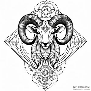 Aries, tattoo sketch design, on a clean white… — эскиз тату (№1749007683_0, 04.06.2025 03:28) — Tatufoto.com