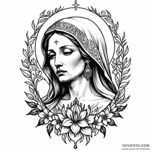 Mother of god — эскиз тату (№1749008264_0, 04.06.2025 03:37) — Tatufoto.com