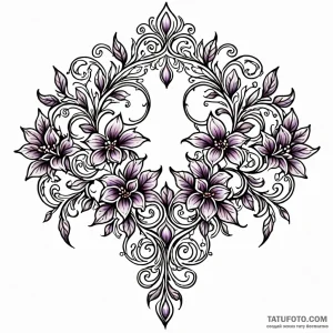 Lilac, ink illustration for tattoo, sepia ton… — эскиз тату (№1749012277_1, 04.06.2025 04:44) — Tatufoto.com