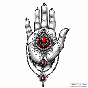 Hand of fatima, ink illustration for tattoo,… — эскиз тату (№1749014934_0, 04.06.2025 05:28) — Tatufoto.com