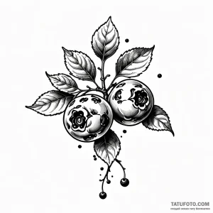 Blueberry, artistic tattoo sketch, on a clean… — эскиз тату (№1749015518_0, 04.06.2025 05:38) — Tatufoto.com