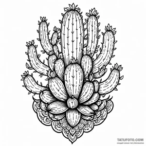 Cactus, ink illustration for tattoo, on a cle… — эскиз тату (№1749025294_0, 04.06.2025 08:21) — Tatufoto.com