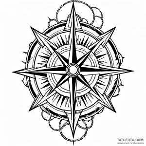 Wind rose, ink illustration for tattoo, on a… — эскиз тату (№1749025367_1, 04.06.2025 08:22) — Tatufoto.com