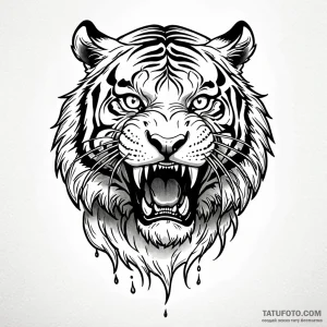 Saber-toothed tiger, tattoo flash sheet desig… — эскиз тату (№1749026492_1, 04.06.2025 08:41) — Tatufoto.com