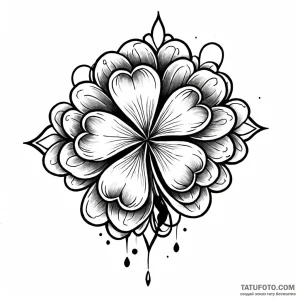 клевер — чёрно-белая — эскиз тату (№1749033716_0, 04.06.2025 10:41) — Tatufoto.com
