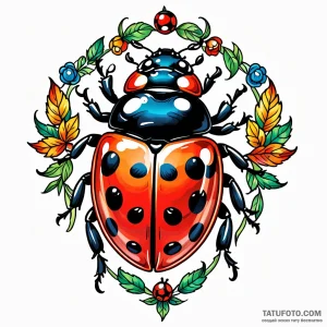 Ladybug, concept art for tattoo, old school t… — эскиз тату (№1749035176_0, 04.06.2025 11:06) — Tatufoto.com