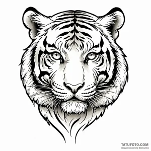 Tiger, tattoo line art, muted color palette,… — эскиз тату (№1749036881_0, 04.06.2025 11:34) — Tatufoto.com
