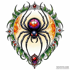 Black widow (spider), ink illustration for ta… — эскиз тату (№1749038658_1, 04.06.2025 12:04) — Tatufoto.com