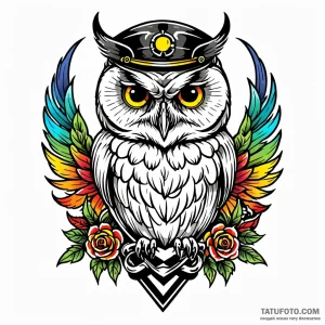 Owl with skull, tattoo flash sheet design, vi… — эскиз тату (№1749038955_1, 04.06.2025 12:09) — Tatufoto.com