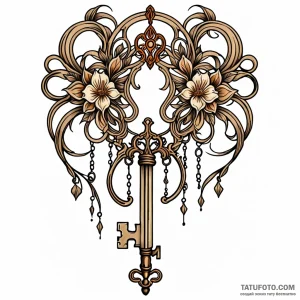 Key, tattoo line art, neo traditional tattoo,… — эскиз тату (№1749039400_1, 04.06.2025 12:16) — Tatufoto.com