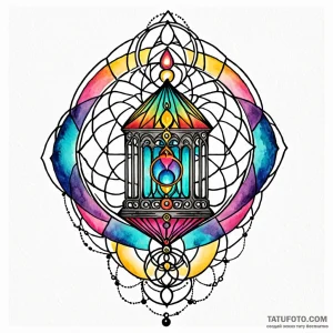 Bird and cage, concept art for tattoo, on a c… — эскиз тату (№1749039546_0, 04.06.2025 12:19) — Tatufoto.com