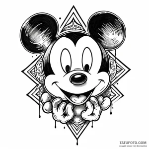 Mickey mouse, tattoo line art, black and whit… — эскиз тату (№1749040457_0, 04.06.2025 12:34) — Tatufoto.com