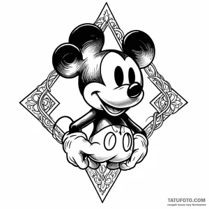 Mickey mouse, tattoo line art, black and whit… — эскиз тату (№1749040457_1, 04.06.2025 12:34) — Tatufoto.com