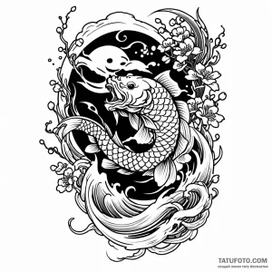 Crucian carp, ink illustration for tattoo, ir… — эскиз тату (№1749040536_1, 04.06.2025 12:35) — Tatufoto.com