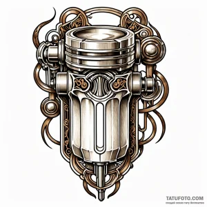 Piston, tattoo drawing outline, neo tradition… — эскиз тату (№1749041836_1, 04.06.2025 12:57) — Tatufoto.com