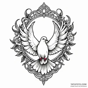 Dove, tattoo drawing outline, black and white… — эскиз тату (№1749042892_1, 04.06.2025 13:14) — Tatufoto.com