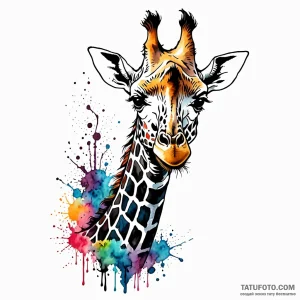 Giraffe, tattoo sketch design, black outline… — эскиз тату (№1749044985_0, 04.06.2025 13:49) — Tatufoto.com