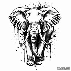 Elephant, concept art for tattoo, black and w… — эскиз тату (№1749046373_1, 04.06.2025 14:12) — Tatufoto.com
