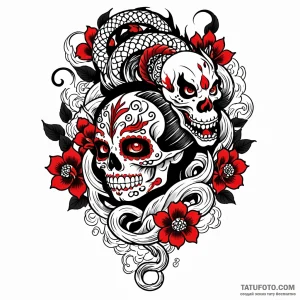 Sugar skull, tattoo flash sheet design, on a… — эскиз тату (№1749048425_0, 04.06.2025 14:47) — Tatufoto.com