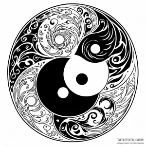 Yin-yang, ink illustration for tattoo, muted… — эскиз тату (№1749051379_0, 04.06.2025 15:36) — Tatufoto.com