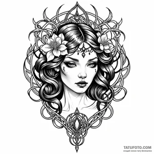 Web, ink illustration for tattoo, neo traditi… — эскиз тату (№1749053441_0, 04.06.2025 16:10) — Tatufoto.com